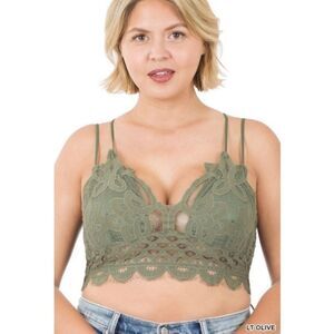 Zenana Light Olive Plus Size Bralette